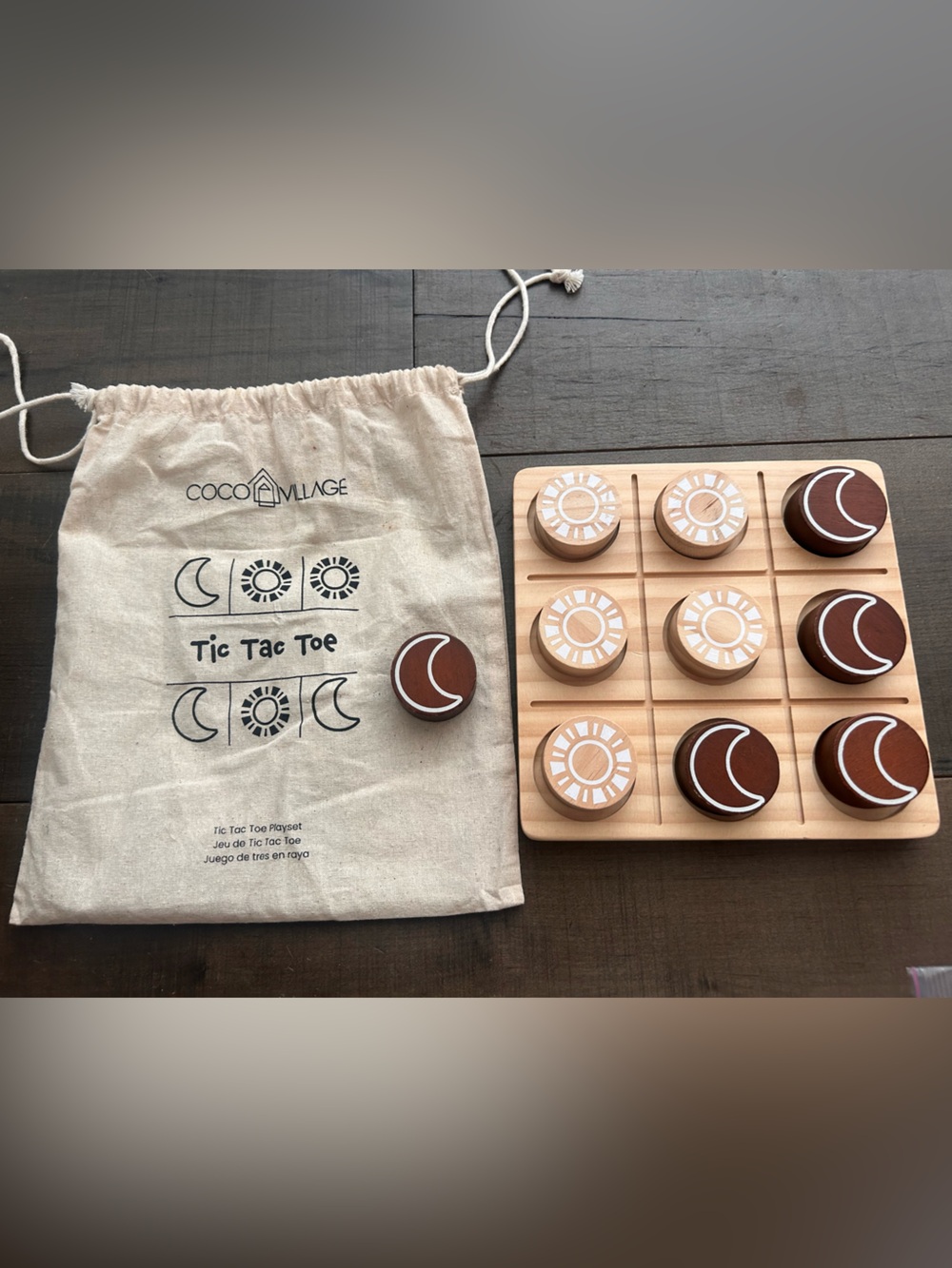 Coco Village Wooden Tic Tac Toe Set